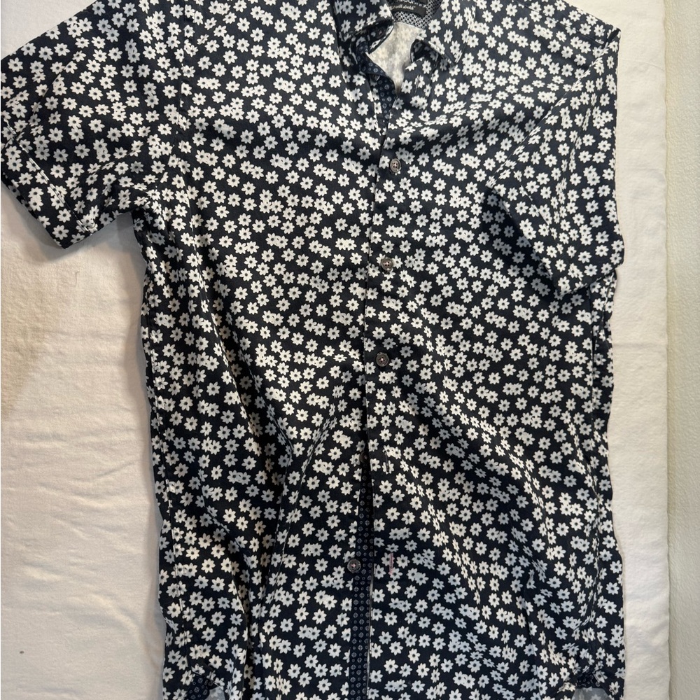 Ted Baker Black and White Floral Button Down Shirt